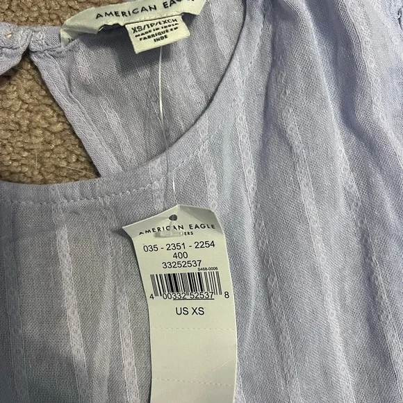 Women's Light Blue Striped Top AE - Picture 2 of 3